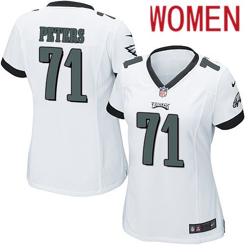 Women Philadelphia Eagles #71 Jason Peters Nike White Game NFL Jersey->women nfl jersey->Women Jersey
